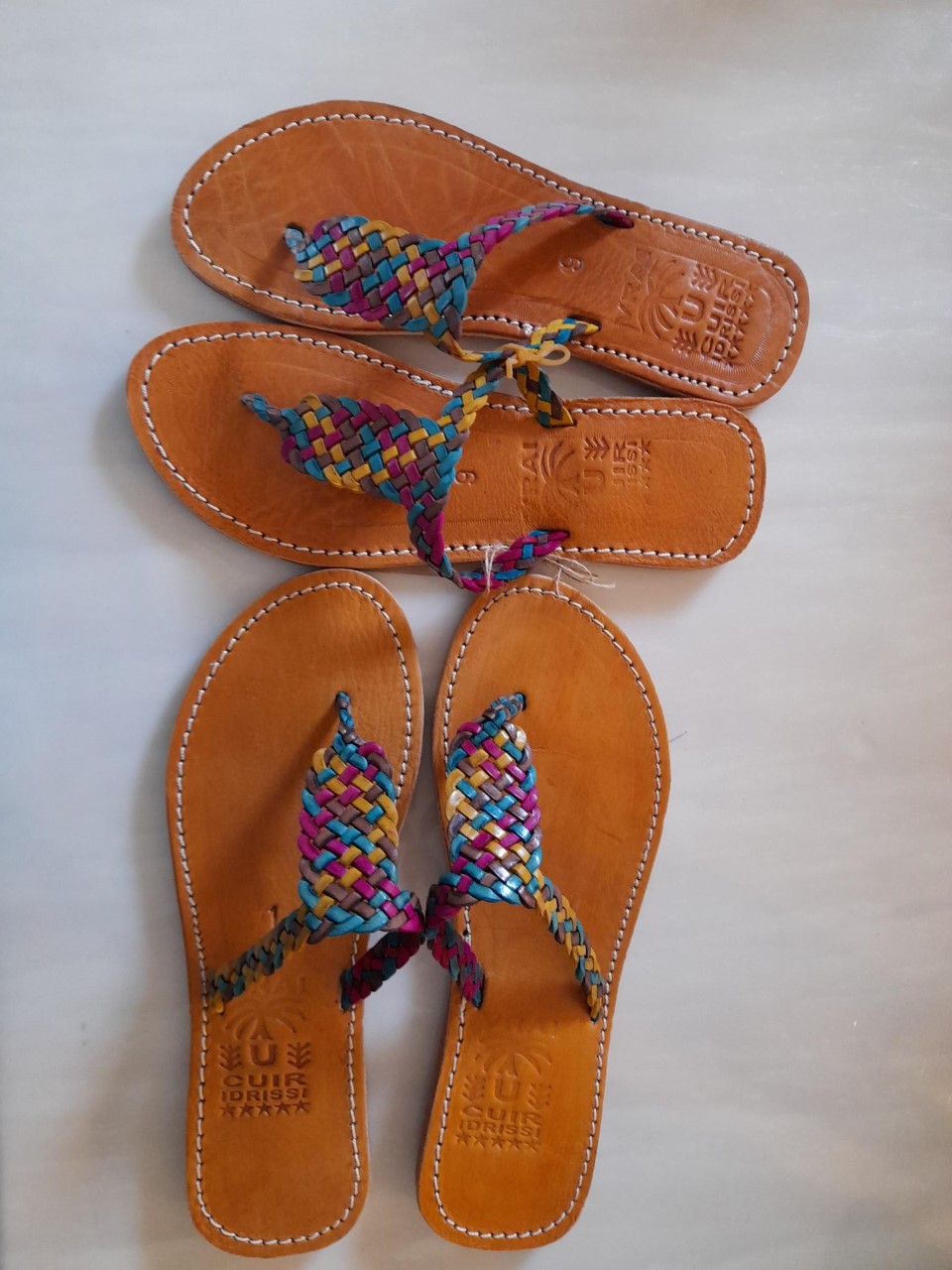 Moroccan Handmade Flat Leather Multi colour Slip On Sandals -Size 6 ...