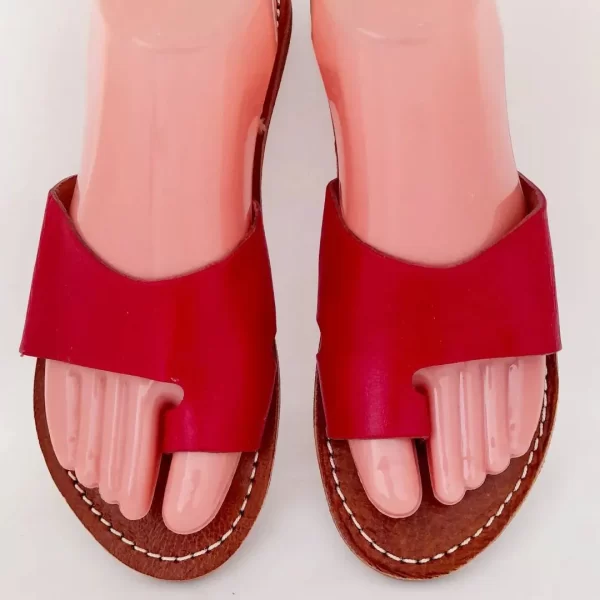 Women's Red Moroccan Leather Sandals, Uk Size 6