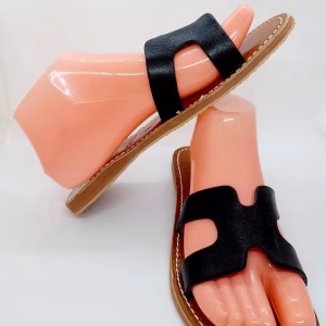 Uk size 8,  Black Handmade Moroccan Leather Sandals, Slip on,  Wide Sandals ,Slides - Image 2