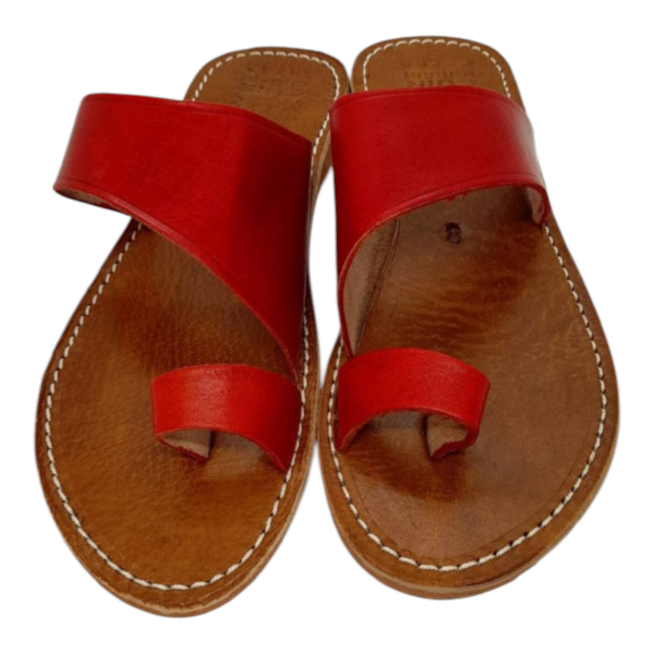 Women's Handmade Red Moroccan Leather Sandals, Uk Size 7 - Image 3