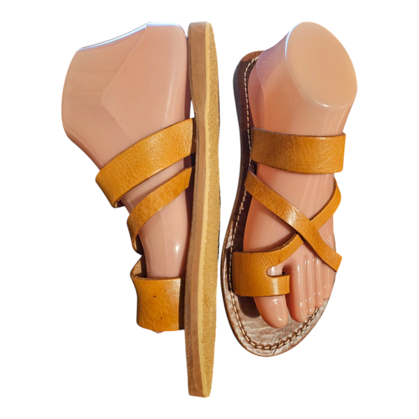 Tan Moroccan Women's Leather Sandals, Uk Size 7 - Image 4