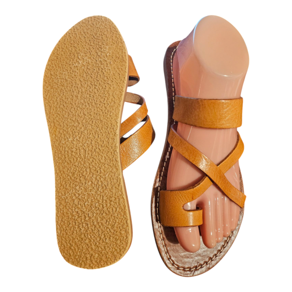 Tan Moroccan Women's Leather Sandals, Uk Size 7 - Image 2