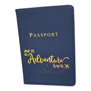 And So The Adventure Begins Passport Cover Holder - Navy