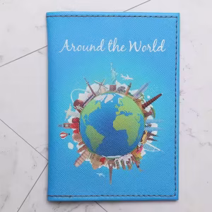 Around the world passport holder /Cover Blue