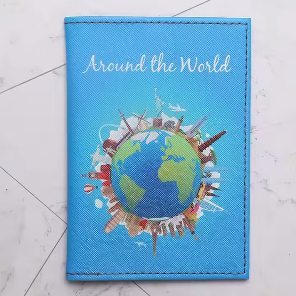 Around the world passport holder /Cover Blue