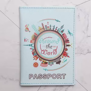 Around the world passport holder /Cover Light Blue
