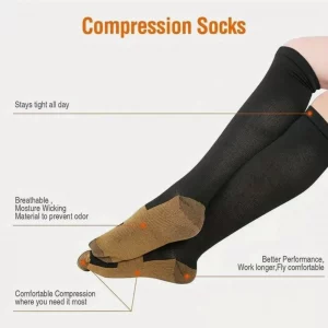 2 Pairs - Unisex Copper-Infused Compression Socks-Travel-Circulation Support