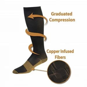 3 Pairs - S/M Unisex Copper-Infused Compression Socks-Travel-Circulation Support